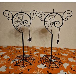 Set of 2 Halloween Spiderweb Candelabra Candle Holders